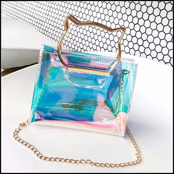 NEW Cat Face Handle Holographic Crossbody - Picture 2 of 8